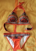 Женское бикини Hot Sexy Vintage Female swimsuit sexy Floral Print stripes bikini