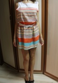 Женское платье 2013 fashion summer women's multicolour stripe slim chiffon sleeveless vest