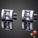 Запонки и зажимы для галстука Mens Silvery Rectangle Cufflinks Double Blue Rhinestone Shirt Sleeve Cuff Links